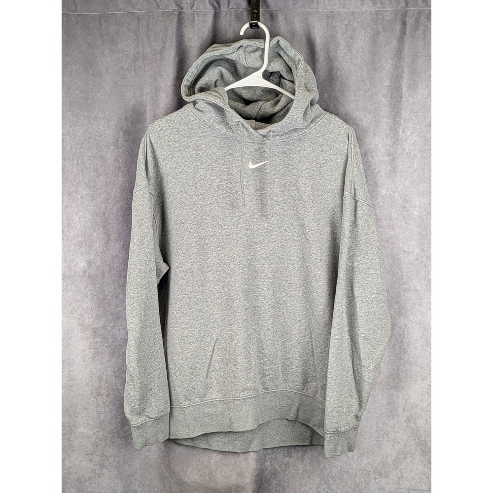 Nike Men Sportswear Fleece Hoodie Heather Grey Swoosh Pullover Small C615